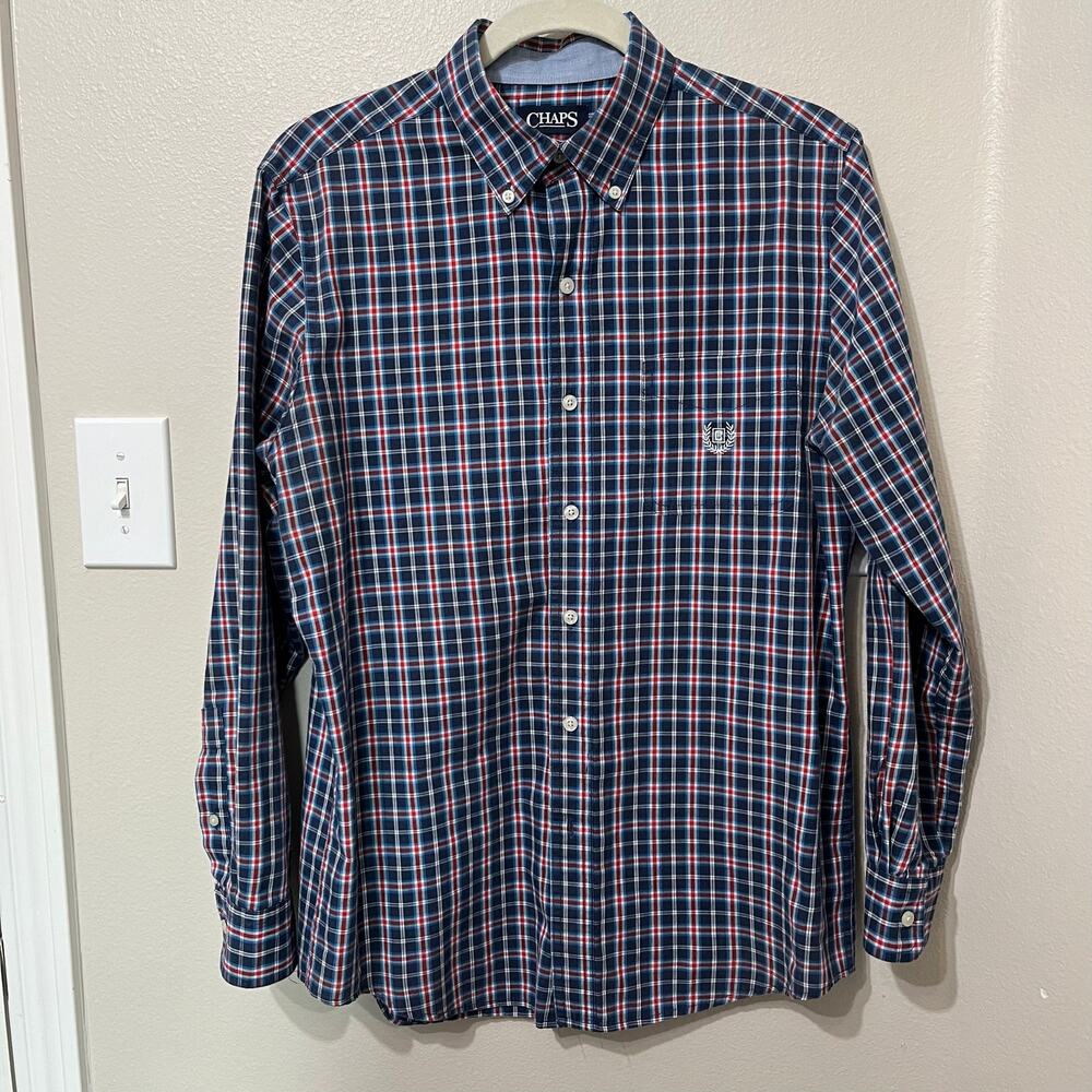 Chaps Men’s Button Up Shirt Sz Small Plaid Long Sleeve